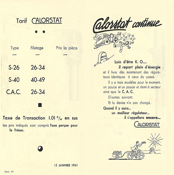 Photo of a Calorstat price brochure