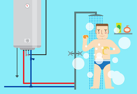 Illustration of the operation of a water heater